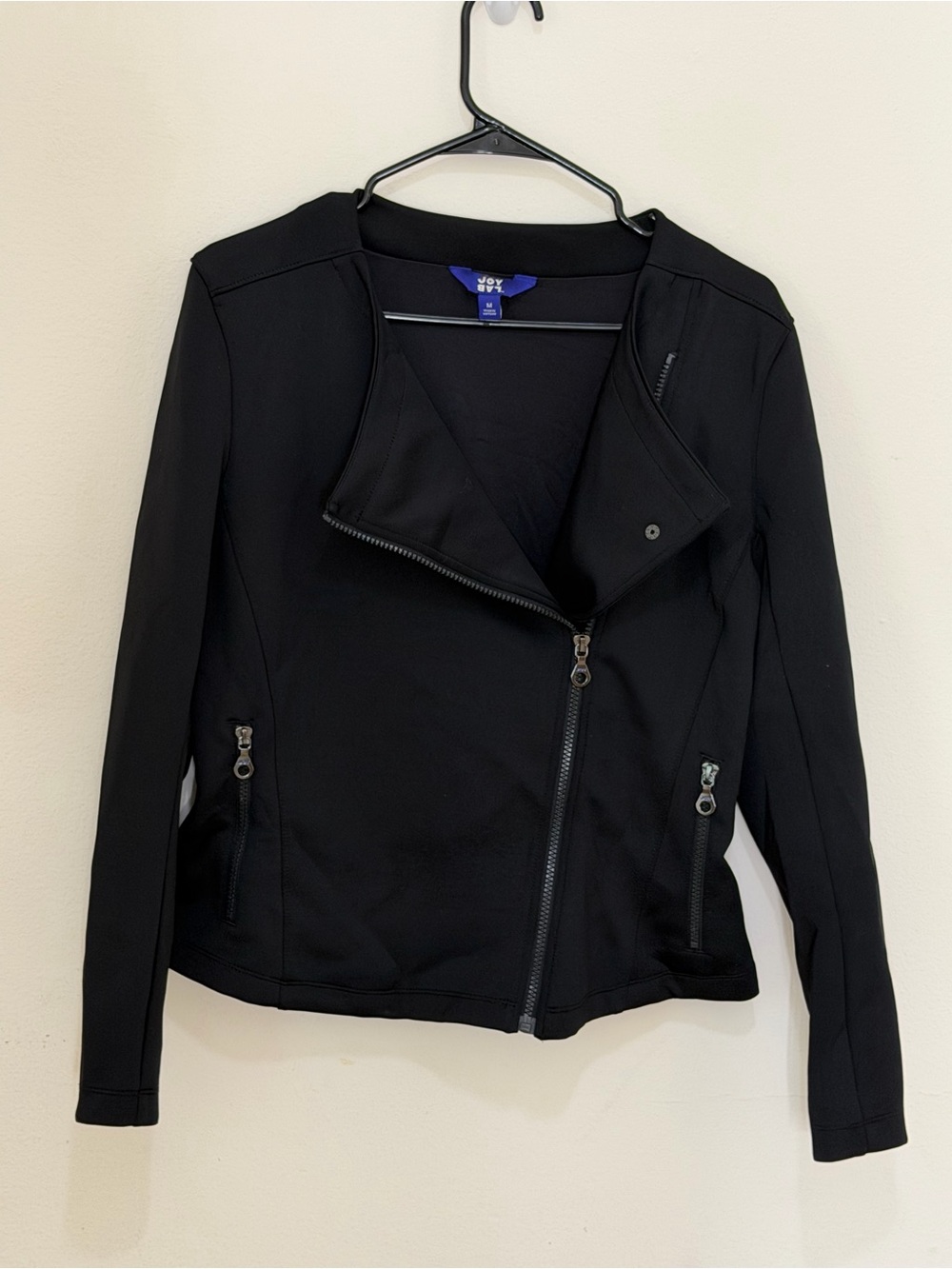 JoyLab Black Asymmetrical Moto Jacket Size Medium
